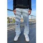 DİFRANSEL Dizi Yırtık Detaylı Mavi Erkek Baggy Pantolon