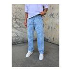 DİFRANSEL Erkek Baskılı Mavi Baggy Pantolon