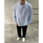Difransel Jeans Erkek Basic Keten Relaxed Fit Gömlek - Mavi