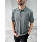 Difransel Jeans Erkek Relax Fit Düğmeli Polo Yaka Tişört - Gri - XL