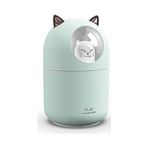 Diğer 126605255 Oto Ve Ev Kedi Karakterli Rgb Ledli Hava Nemlendirici Buhar Makinesi Beyaz 1.0 Ahşap Yeşil