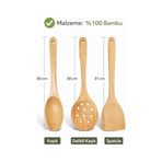 Diğer 126621190 Doğal Bambu Ahşap Mutfak Kaşık Ve Spatula Seti, Dayanıklı, Tava Çizmeyen, Ergonomik Saplı, Çevre Dostu Ahşap Mutfak Gereçleri, Kızartma, Sote, Makarna Ve Yemek Karıştırma İçin Uygun 3 Lü Set