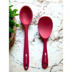 Diğer 126621927 Silikon Kaşık Seti, 28 Cm Uzun + 22 Cm Kısa Kaşık, Dayanıklı, Fuşya, 2 Adet