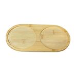 Diğer 126628634 Bambu 2 Bölmeli Oval Yağdanlık Ve Sosluk Altlığı - Şık Doğal Ahşap Görünümlü Stand, Mutfak Tezgahı İçin Düzenleyici Ve Çok Amaçlı Kullanım