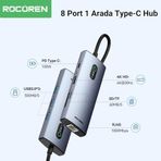Diğer 126632955 8 Portlu 4K 30Hz Gigabit Ethernet Sd Tf Kart Okuyuculu 3 Usb3.0 Pd 100W Destekli Hub Çoklayıcı
