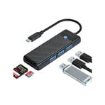 Diğer 126634187 Type-C To 3.0 Tf Sd Kart Okuyucu 3 Portlu Usb 3.0 Çoklayıcı Adaptör Siyah