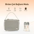 Diğer 126663211 Songbird Ultra 100W Çift Mikrofonlu Karaoke Bluetooth Hoparlör, Taşınabilir Ses Bombası, 8 Saate Varan Çalma Süresi, Kablosuz, Tf/aux/usb/bluetooth5.2, Beyaz 1200Mah Battery