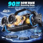 Diğer 126663395 W-Kıng 90W Max Bluetooth Hoparlör, Ipx6 Su Geçirmez Taşınabilir Hoparlörler Kablosuz Bluetooth, 50W Derin Bas Yüksek Açık Hoparlör, 40H Çalma Süresi/ Eşleştirme/tf Kart/aux/nfc 1200Mah Battery