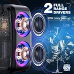 Diğer 126663401 Kablosuz Mikrofonlu Bluetooth Hoparlör, W-Kıng 80W Taşınabilir Yüksek Sesli Parti Bluetooth Bluetooth Box Müzik Kutusu -2 Tam Aralıklı Sürücüler/derin Bas, 105Db Ses, Karaoke Makinesi/ıpx5/u-Disk/tf 1200Mah Battery