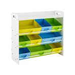 Diğer 128874214 Çocuk Odası Rafı, 9 Çıkarılabilir Polar Sepetli Oyuncak Düzenleyici, Çocuk Odası Için Oyuncak Ve Kitaplık, Beyaz Çerçeve, Gkr31Wt, 78 X 26,5 X 82,5 Cm Açık Bej