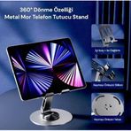 Diğer 57858324450454499283959 Masaüstü Metal Tablet Ve Telefon Tutucu Stand 360 Döner, Yatay/dikey Kullanım, Dayanıklı Metal Gövde, Ev Ve Ofis İçin Uygun Cep Telefon Tutucu S758 Acı Kahverengi