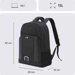 Diğer 57858324451473799283959 Luna Eco Mce-1211 Çevre Dostu Reflektörlü Laptop Sırt Çantası, Seyahat Sırt Çantası, Macbook Sırt Çantası, Erkek Kadın 14.1 İnç Bilgisayar Çantası, Siyah 4296