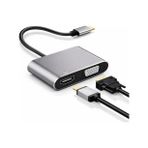 Diğer 57858324451481399283959 Usb-C Görüntü Dönüştürücü Adaptör 4K Hdmı + Vga Çıkışlı Type-C To Hdmı Vga Hub Laptop Tablet Telefon Ekran Yansıtma Monitör Tv Projeksiyon Bağlantı Aparatı Plug & Play Nrt-22100 Acı Kahverengi 1