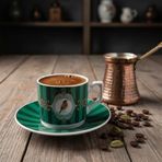 Diğer 57858324451869499283959 Özel Kutulu 2'li Porselen Türk Kahvesi Fincan Takımı - Kuş Ve Kelebek Desenli Kırmızı/yeşil Renk Seçenekli Hediyelik Fincan 90 Ve 100Cc Seçenekli Yeşil, 100Cc, Kuş Açık Gri
