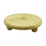Diğer 57858324452073599283959 Bambu Sunum Tabağı Ayaklı, Doğal Bambu Malzeme, Yuvarlak Servis Tabağı, 11X11 Cm Açık Gri