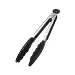 Diğer 57858324452560099283959 Siyah Silikon Uçlu Mutfak Maşası - 23 Cm, Asma Kilit Sistemli Paslanmaz Çelik Sap, Kolay Kavrama, Mangal, Salata, Makarna, Barbekü, Kamp İçin Uygun Abanoz