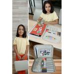 Diğer 57858324453035099283959 3 Resim Çantası Kalemlikli Defter Boya Malzemeleri Aktivite Çantası Kırtasiye Çantası 124-Pembe