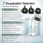 Diğer 57858324453714899283959 Duşakabin Tekerlek Seti 4 Adet 2 Üst + 2 Alt 2X2 Sistem Uyumlu Kayar Cam Kapı Ray Tekerleri, Evrensel Yedek Parça, Sessiz Ve Akıcı Kayma Performansı, Paslanmaya Dayanıklı Açık Mavi