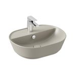 Diğer 57858324453739099283959 Geo 7428B020-0001 Oval Çanak Lavabo 55 Cm, Mat Bej Açık Ceviz