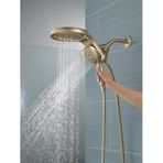 Diğer 57858324453770299283959 Hydrorain 5-Spray H2Okinetic Çift Duş Başlığı, El Spreyi İle Altın Duş Başlığı, Hortumlu Altın Duş Başlığı, El Duş Başlıkları, 2.5 Gpm Akış Hızı, Lumicoat Şampanya Bronz 58680-Cz-Pr25 Açık Mavi