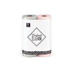 Diğer Çok Amaçlı Rulo Mikrofiber Temizlik Bezi 30x30 60 Yapraklı Gri - Pembe(2x30’lu Paket)