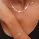 Diğer Gümüş Renk Bileklik Kolye Takım Set İtalyan Ezme Çelik Zincir Kolye Bileklik İkili Set Unisex Ürün