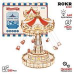 Diğer Rokr Ea02 Dönme Dolap Müzik Kutusu (swing Ride) Music Box Diy 3d Wooden Puzzle Maket Model Seti 3d Model Kit Detaylı Dekoratif Hob