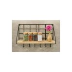 Diğeraass Retro Metal Duvar Rafı,6 Kancalı,Kahve Köşesi,Mutfak Rafı,Ahşap Raflı,32X11,5X24cm,Hazır Montajlı