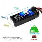 Digerui Leopard Power 1100mah 11.1v 3s 25c Şarjlı Li-po Lityum Polimer Lipo Batarya Pil T Plug