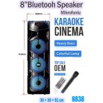 Digi Monster 8838 Dj Party Speaker | 8'' Üç Yollu Bluetooth Ses Sistemi | Ekstra Baslı Taşınabilir Müzik Arabası - Siyah