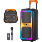 Digi Monster NDR-1097 | 2×8″ Woofer | Rgb LED Işık | Tekerlekli Taşınabilir Karaoke Parti Hoparlörü | Bluetooth V5.0 | Fm Radyo | Usb/sd Girişi | Tws Bağlantı - Siyah