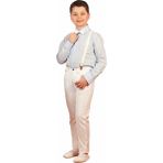 Dıgıl Kids Erkek Çocuk Beli Ayarlı Regular Kesim Pantolon Keten Kumaş ile Günlük Konfor - Beyaz - 9 - 10 Yaş