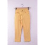 Dıgıl Kids Erkek Çocuk Beli Ayarlı Regular Keten Pantolon Düz Desen Sarı Renk