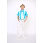 Dıgıl Kids Erkek Çocuk Takım Askı Papyon Gömlek Pantalon - Beyaz - Turkuaz - 7 Yaş