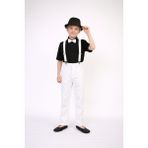 Dıgıl Kids Erkek Çocuk Takım Askı Papyon Gömlek Pantalon - Siyah - Beyaz - 13 Yaş