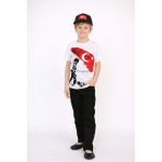 Dıgıl Kids Erkek Çocuk Türk Bayraklı Kocatepe Atatürk T-Shirt Keten Pantolon Şapka - Siyah - Beyaz - 6 Yaş