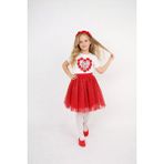 Dıgıl Kids Kız Çocuk Kalp ve Çiçek Desenli T-Shirt Etek Takım - Kırmızı - 10 - 11 Yaş