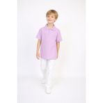 Dıgıl Kids Polo Yaka T-Shirt Likralı Beyaz Pantolon Erkek Çocuk Takım - Lila - 7 Yaş