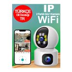 DigiMonster 2 Kameralı HD Güvenlik Kamerası 360 Derece Pan Tilt 2 Yönlü Konuşma Gece Görüşlü Türkçe Kontrollü