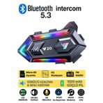 DigiMonster Y20 Max Işıklı Bluetooth 5.3 Kask Kulaklık – Interkom Destekli, Su Geçirmez, Motor Kurye İçin Özel