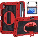 Digital Computer Home Silikon + Pc Tablet Kılıfı Huawei Matepad 11(2023)DARBEYE Dayanıklı Kickstand Kapak Bilek Bandı/omuz Askısı-Kırmızı+Siyah (Yurt Dışından)