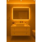 Digital Dokunmatik Dimmerlı Dikdörtgen Sarı Amber Işık Led Banyo Makyaj Salon Ayna 30X50 40X60 50X70 60X80