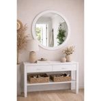 Digital Hayat Doğal Ahşap Çerçeveli Yuvarlak Ayna - Banyo Antre Salon Mutfak Wc Duvar Aynası 36-50-64 cm Seçenekli