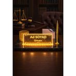 Digital Hayat Kişiye Özel Işıklı Masa Isimliği Mermer LED Ofis Ayna/cam Isimlik Şarjlı Beyaz/gün Işığı - Siyah Kompazit (Kuvars) Mermer