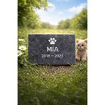 Digital Hayat Kişiye Özel Pet Mezar Taşı – Kedi Köpek Lazer Kazıma Granit Anı Taşı 10X15 / 30X20 / 45X30 - Basic 10x15 CM