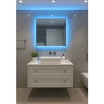 Digital Kare Led Ayna Mavi Işık 50,60,70,80 Cm Banyo Işıklı Ayna Modern Duvar Makyaj Aynası