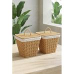 Digithome 2'li Kare Rattan Hasır Patates Soğan Sarımsak Meyve Sepeti Düzenleyici Organizer -9t01 Kahverengi