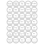 Digithome 35 Adet Yuvarlak Baharat Kavanoz Etiketi Sticker Seti 4x4 Cm