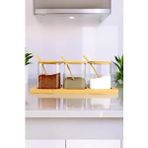 Digithome 3’lü Borosilikat İnce Cam Ve Ahşap Standlı Baharatlık Kavanoz Takımı Seti Kahverengi – F/3 C1-1-289 Meşe