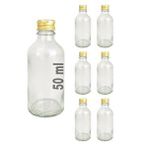 Digithome 6’lı 50 Ml Gold Metal Kapaklı Cam Zencefil Shot Şişesi Söz Nişan Hediyelik Kolonya Şişesi C1-1-149 Altın